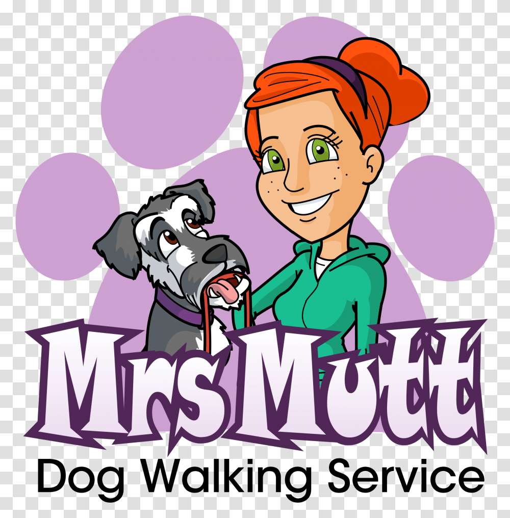 Mrs Mutt Dog Walking Service Clipart Download Cartoon, Advertisement, Poster, Flyer, Paper Transparent Png