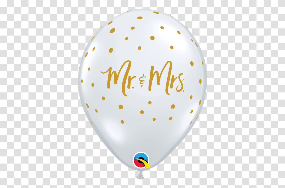 Mrs & Mr Gold Dots Qualatex, Balloon, Egg, Food, Text Transparent Png