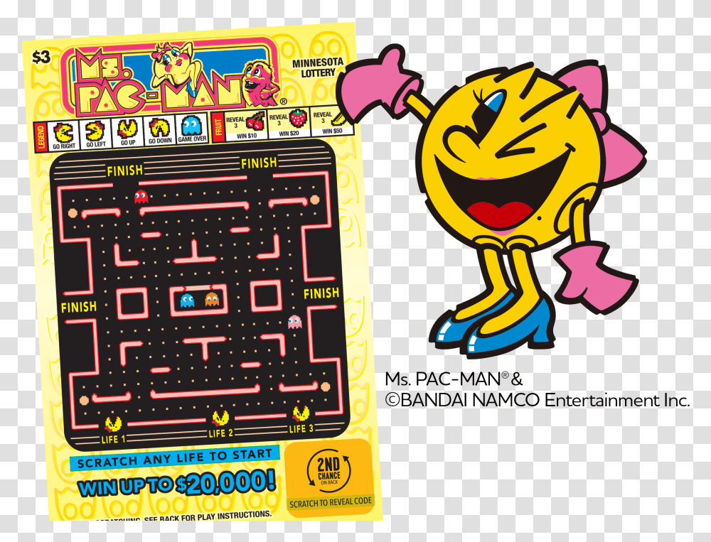 Ms Pac Man Homepage Main Cartoon, Scoreboard Transparent Png