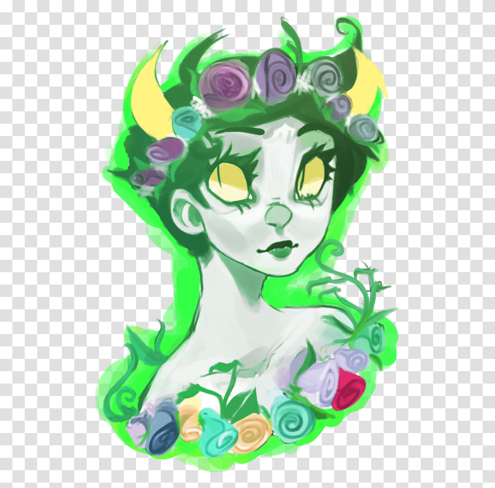 Mspa Booru Flower Crown Flowers Headshot Kanaya Maryam Illustration, Green, Graphics, Art, Elf Transparent Png