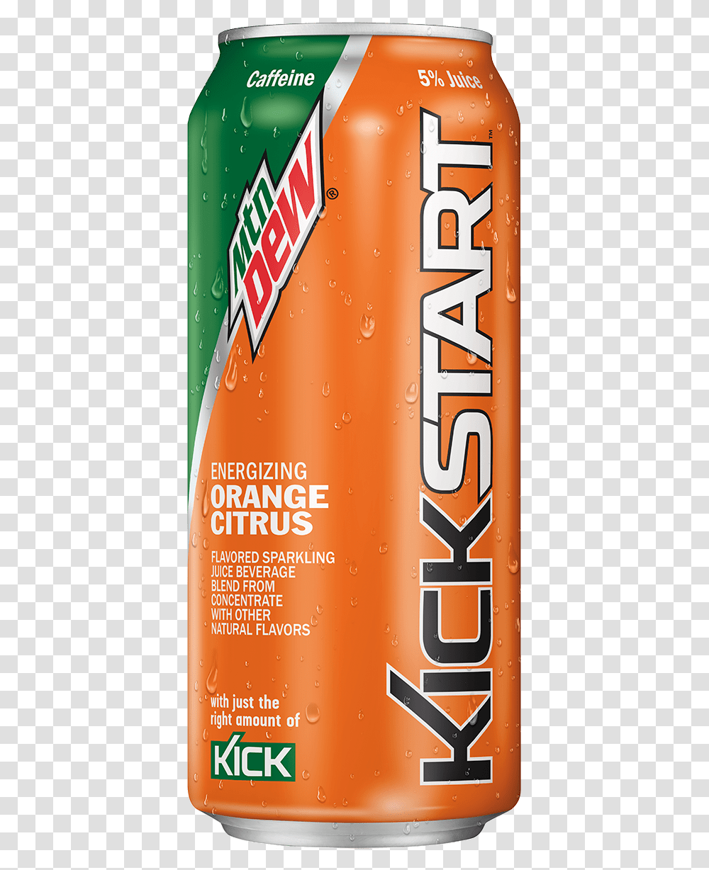 Mtn Dew Kickstart Orange Citrus, Bottle, Tin, Can, Soda Transparent Png