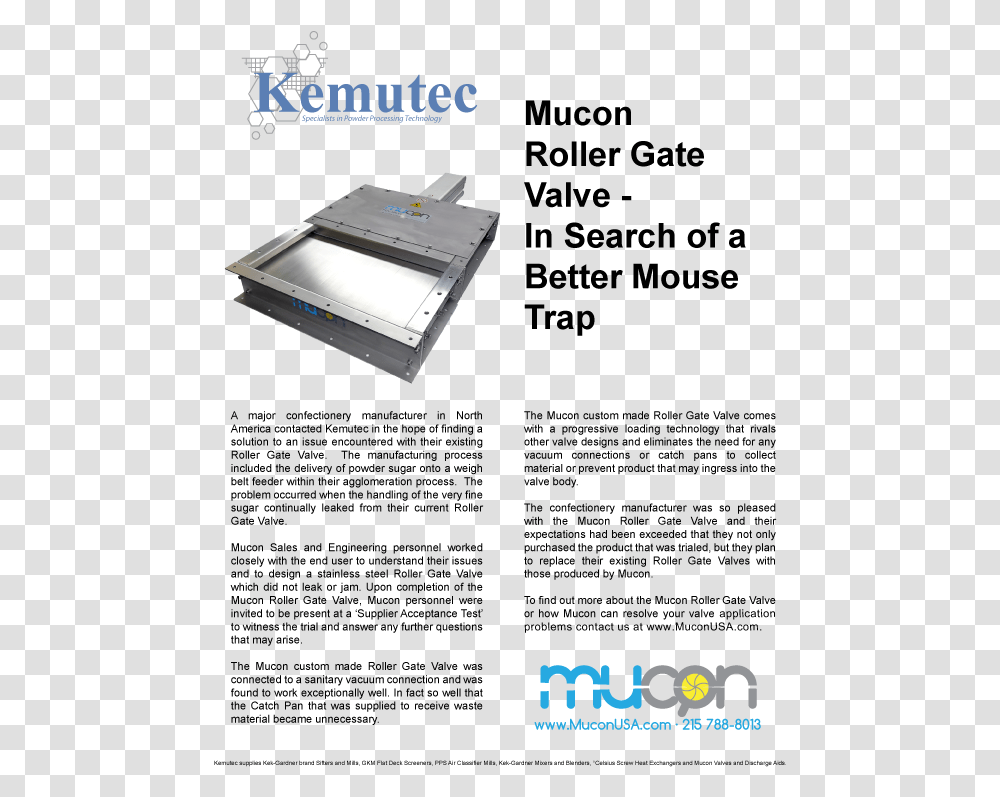 Mucon Usa Roller Gage Valve In Search Of A Better Mouse Kemutec, Machine, Printer, Building Transparent Png