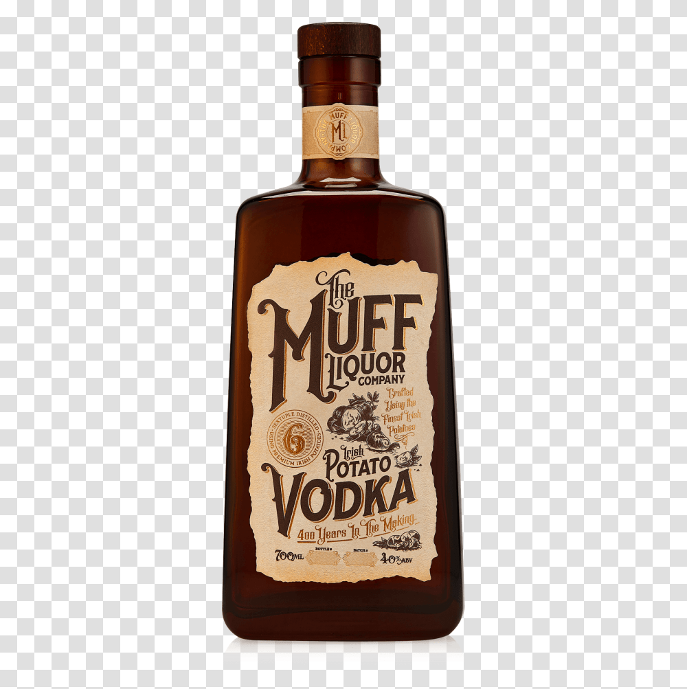 Muff Liquor Company Craft Vodka Bottle, Beer, Alcohol, Beverage, Drink Transparent Png