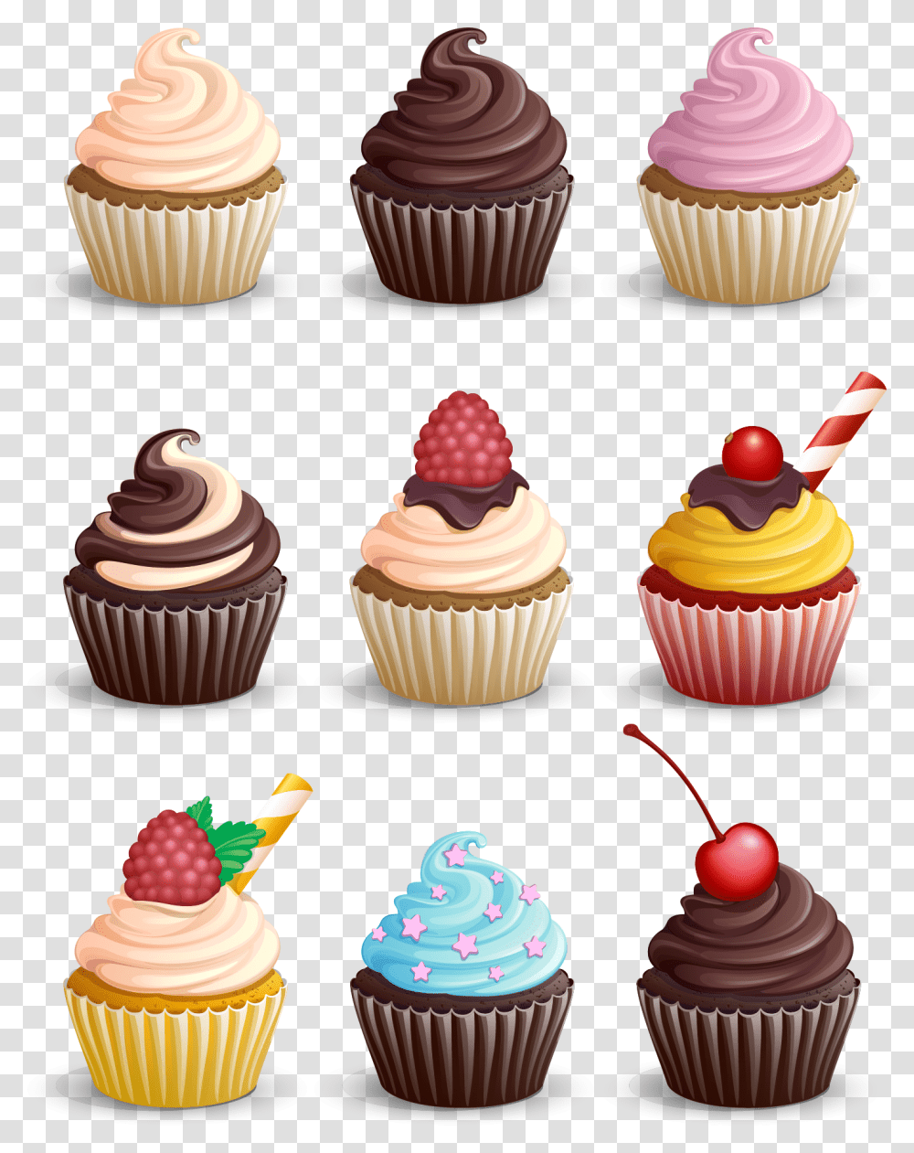 Muffin Chocolate Nine Cupcakes Cupcake Free Download Muffin Illustration, Cream, Dessert, Food, Creme Transparent Png