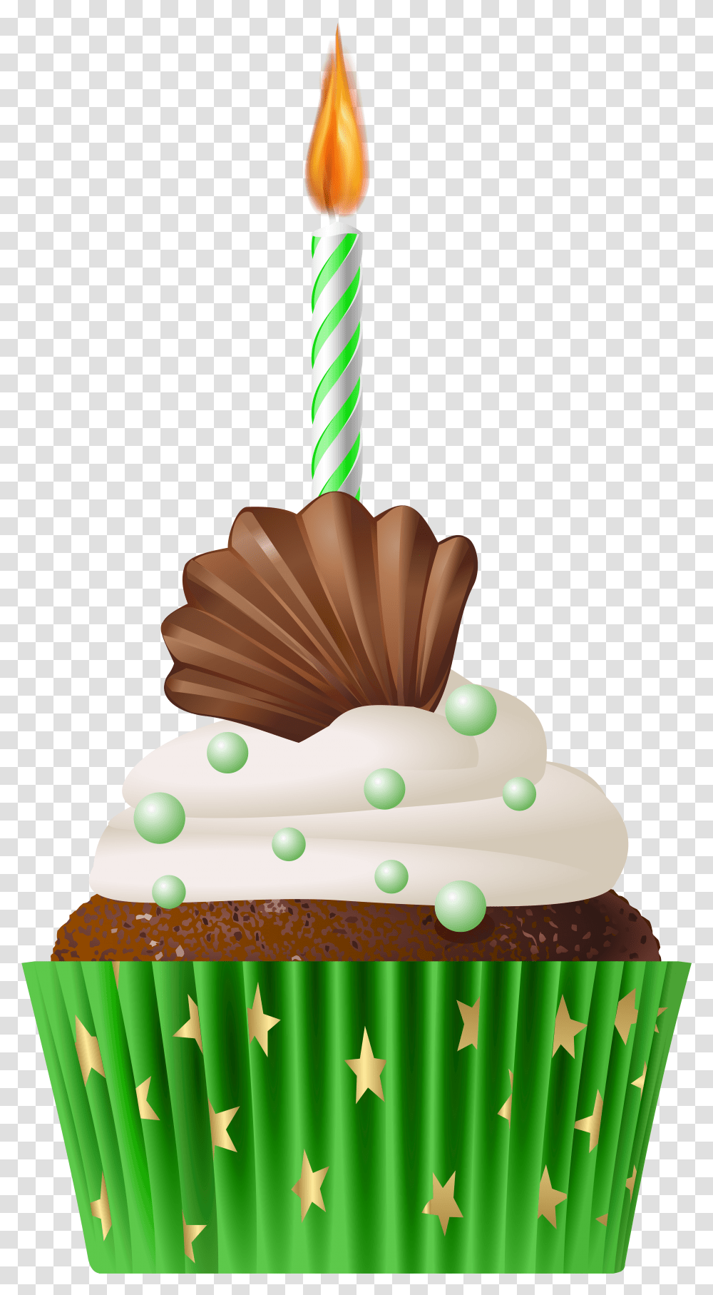 Muffin Green With Cupcakes Clipart With Candle Transparent Png