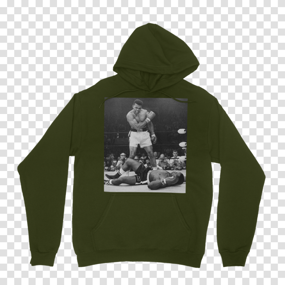 Muhammad Ali Knocks Out Sonny Liston Ufeffclassic Adult Hoodie, Apparel, Person, Human Transparent Png