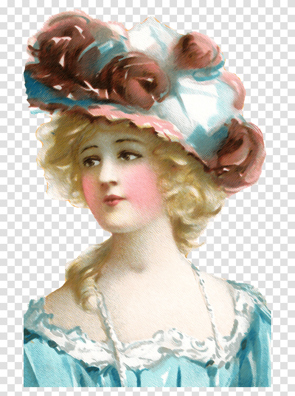 Mujer Con Flores En Cabeza Dibujo De Epoca Dama Vintage, Apparel, Person, Human Transparent Png