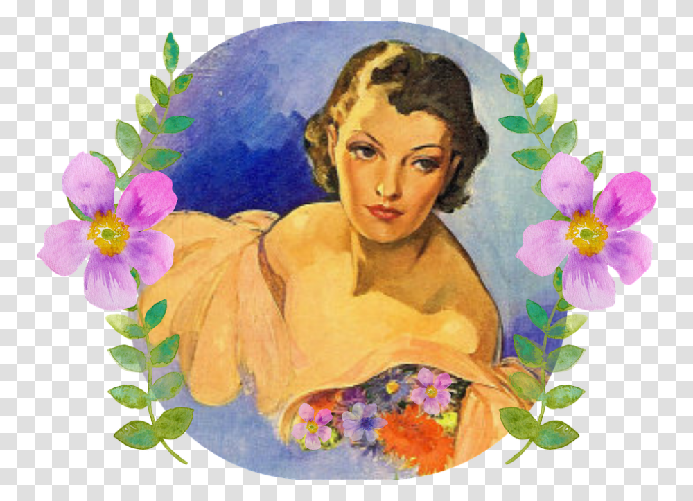 Mujer Vintage, Painting, Plant, Flower Transparent Png