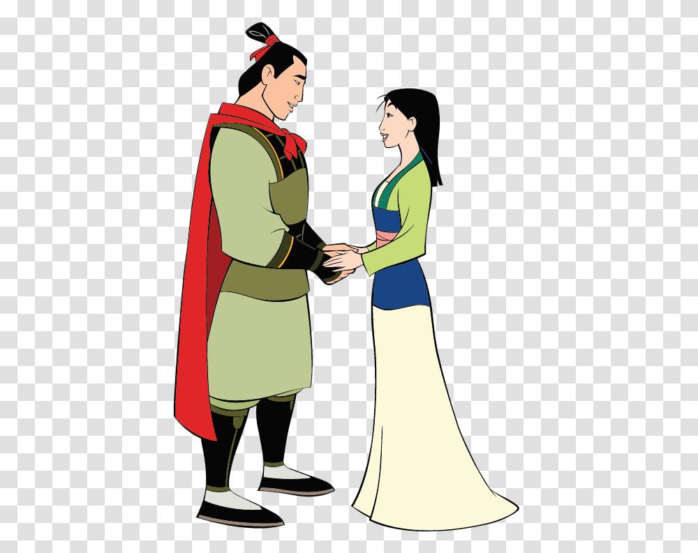 Mulan Amp Shang Together Clipart Mulan And Li Shang, Sleeve, Dress, Person Transparent Png