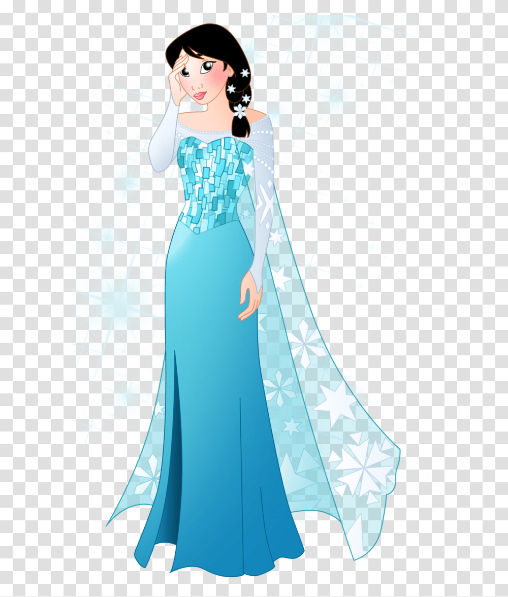Mulan Blue Dress Illustration, Fashion Transparent Png