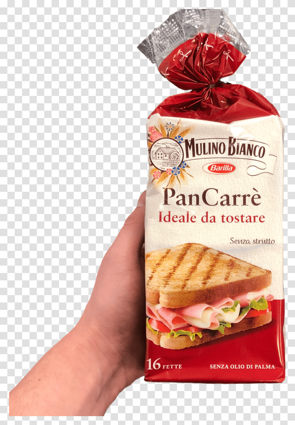Mulino Bianco Pancarre 16 Slices White Bread Gr 285 Mulino Bianco, Burger, Food, Person, Human Transparent Png