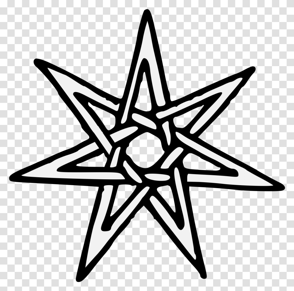 Mullet Seven Point Star, Symbol, Star Symbol, Stencil Transparent Png