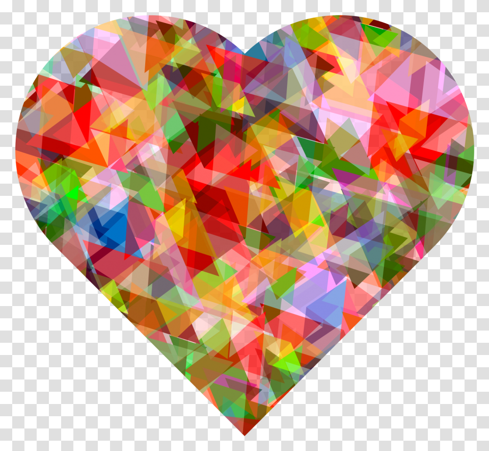 Multi Colors Crystal Heart Image Colorful Heart, Graphics, Collage, Poster, Advertisement Transparent Png