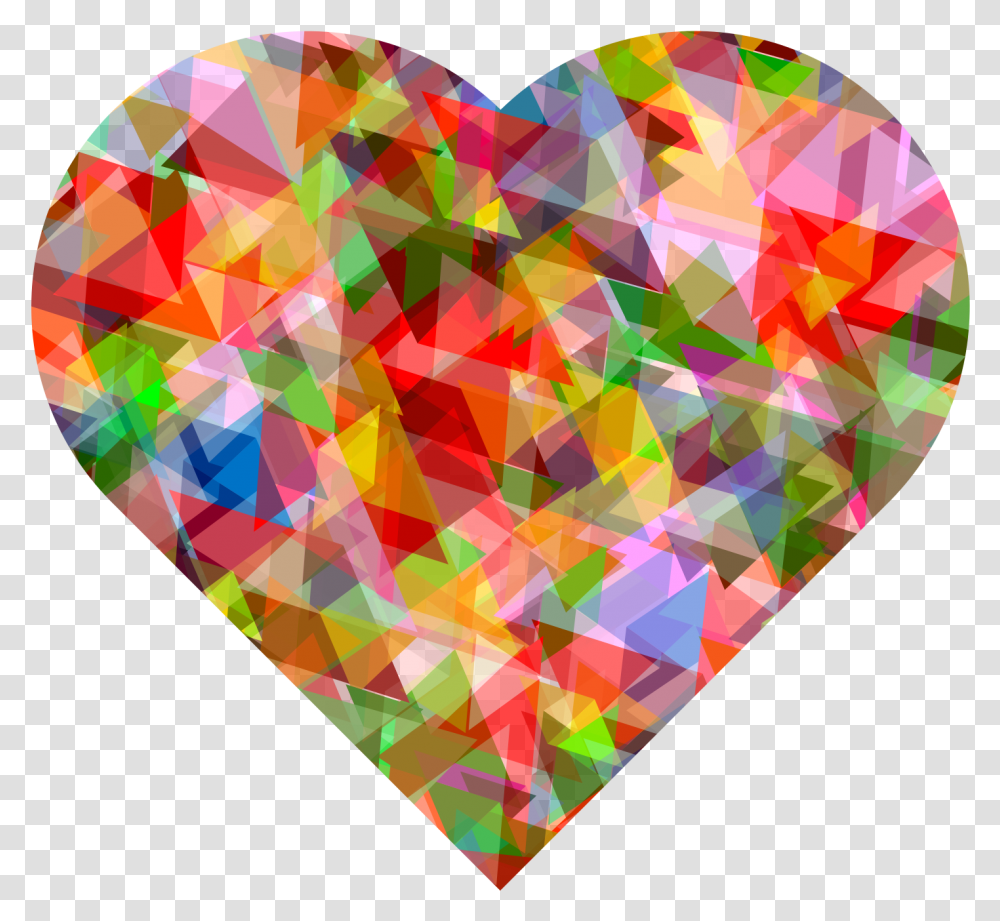 Multi Colors Crystal Heart Image Multi Colors, Collage, Poster, Advertisement Transparent Png