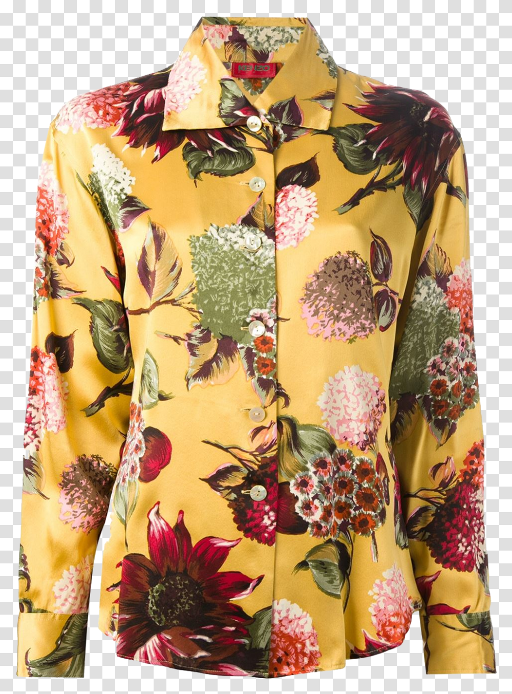 Multi Coloured Silk Floral Print Shirt From Kenzo Vintage Clothing, Apparel, Robe, Fashion, Gown Transparent Png