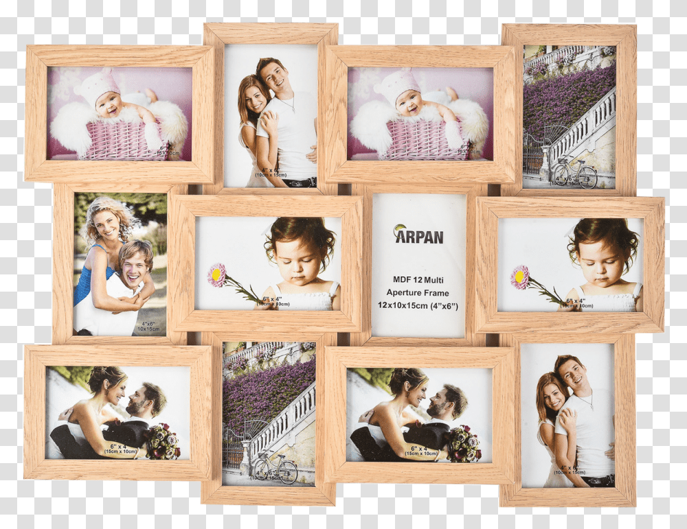 Multi Picture Frames Wooden Wooden Multi Aperture Photo Frame, Collage, Poster, Advertisement, Person Transparent Png