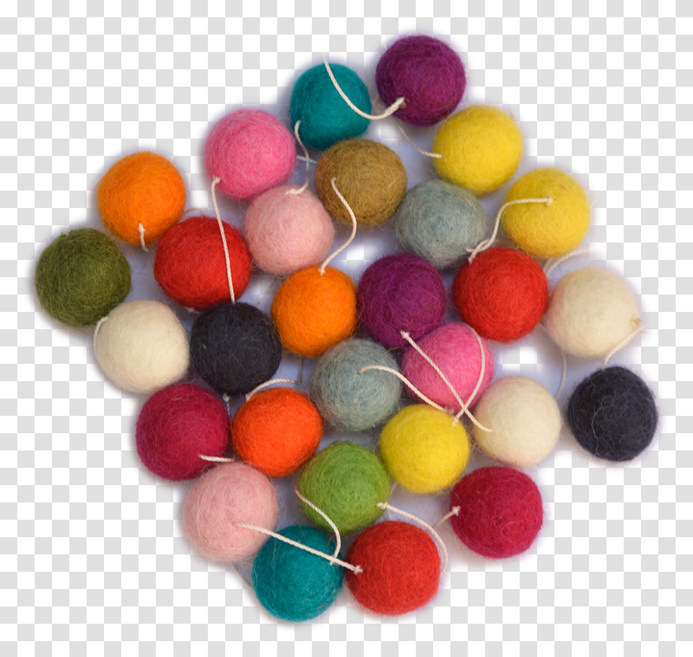 Multicolor Woolen Felt Ball Garlands For Christmas Circle, Food, Candy, Sweets, Confectionery Transparent Png