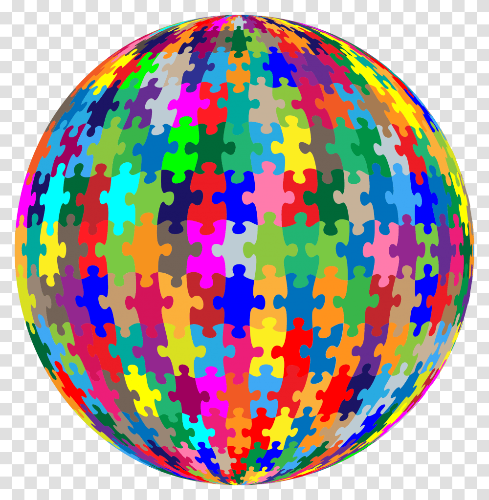 Multicolored Jigsaw Puzzle Pieces Sphere No Strokes Multi Colored Puzzle Piece, Rug, Astronomy, Ball Transparent Png