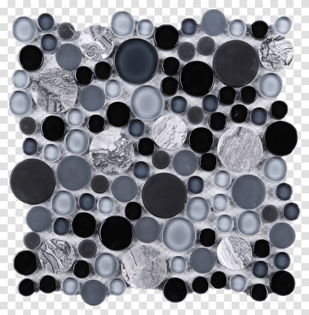 Multile Fusion Blue Bubble Glass And Marble Mosaic Glass Tile Bubble Black, Sphere, Dish, Meal, Food Transparent Png