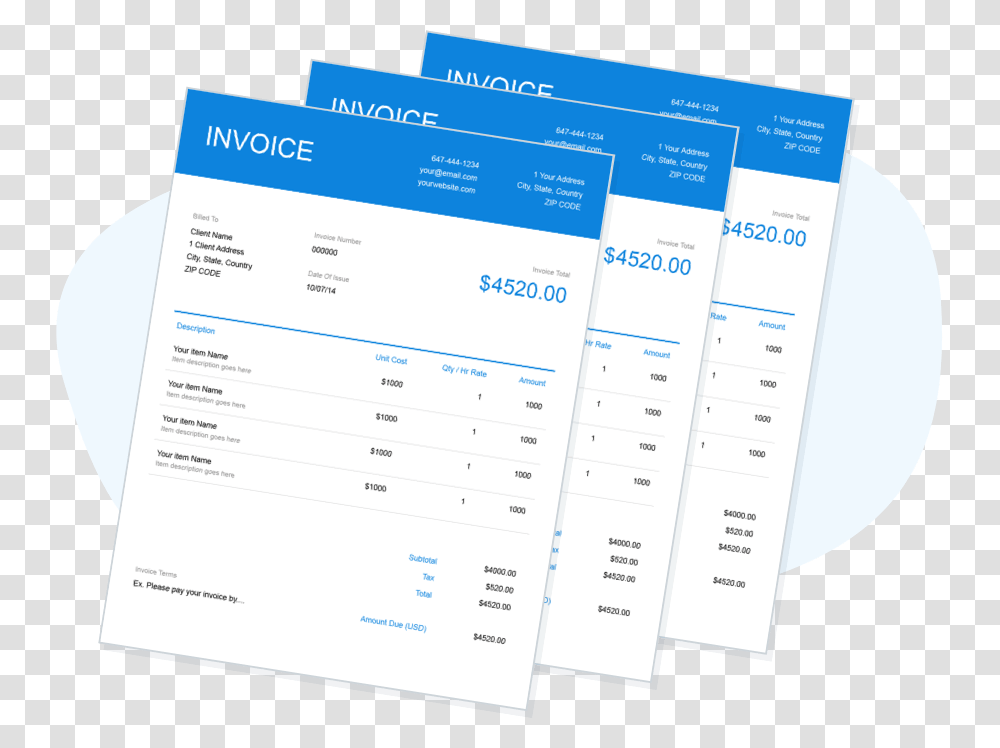 Multiple Blue Invoices Stacked Paper, File, Page, Flyer Transparent Png