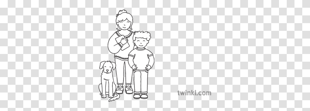 Mum Boy And Dog Happy People Parents Children Buddy The Dogs Back View Of A Fan, Person, Human, Family, Stencil Transparent Png