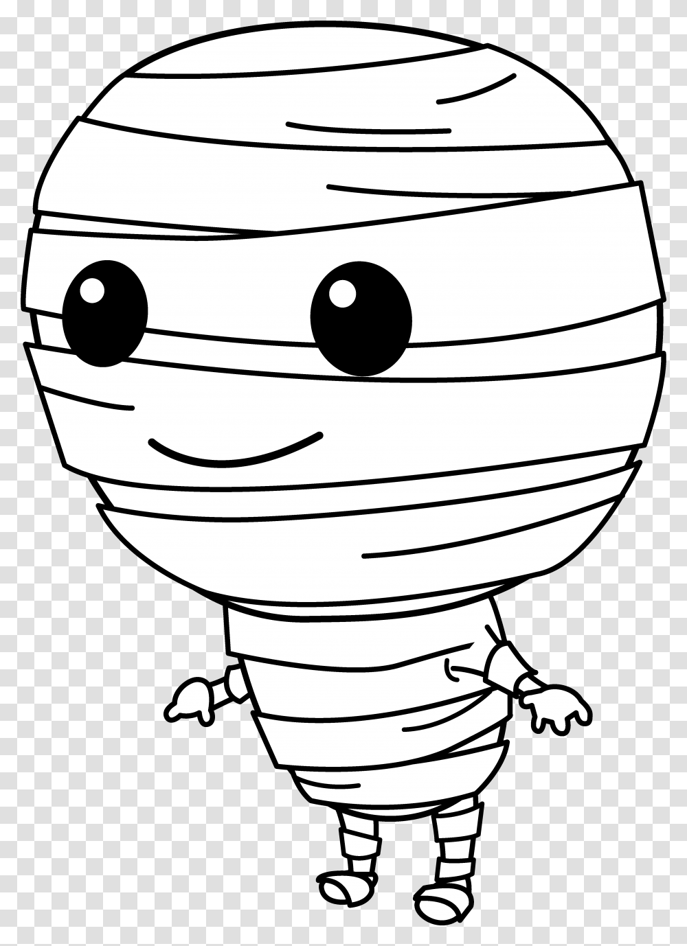 Mummy Cute Halloween Black And White Clipart, Jar, Barrel, Pottery, Light Transparent Png