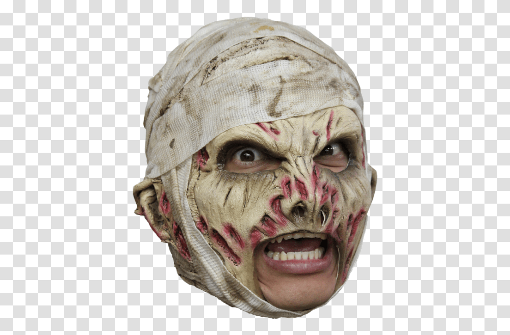 Mummy Mask Deluxe Open Mouth Mask Open Mouth Scary Mask, Head, Face, Person, Hat Transparent Png