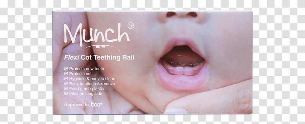 Munch Cot Teething Rail Flexi Clear Tongue, Mouth, Lip, Person, Human Transparent Png