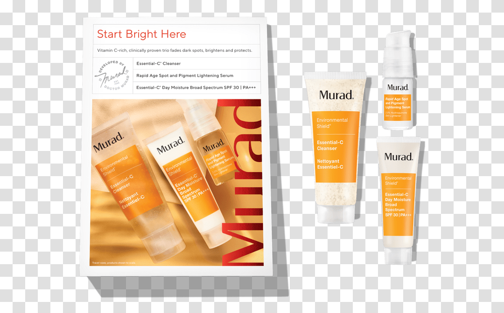 Murad Start Bright Here Rx Kit Sunscreen, Cosmetics, Bottle, Lotion Transparent Png