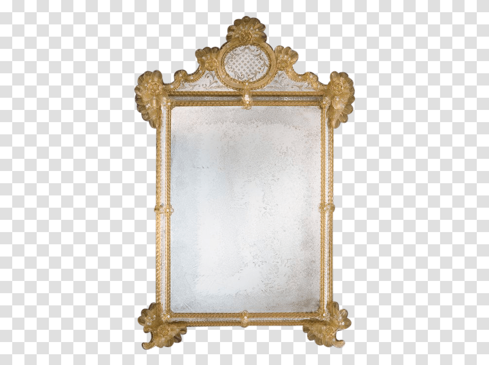Murano Venetian Pier Mirror With Gold Border Crowned Top, Cross, Symbol Transparent Png