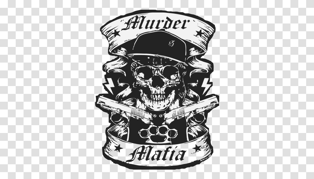 Murder Mafia Logo Illustration, Person, Guitar, Leisure Activities, Pirate Transparent Png