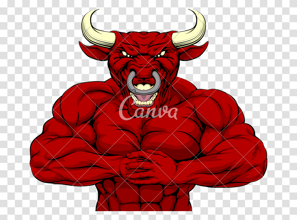Muscle Bull Red Bull Mascot, Mammal, Animal, Wildlife, Cattle Transparent Png
