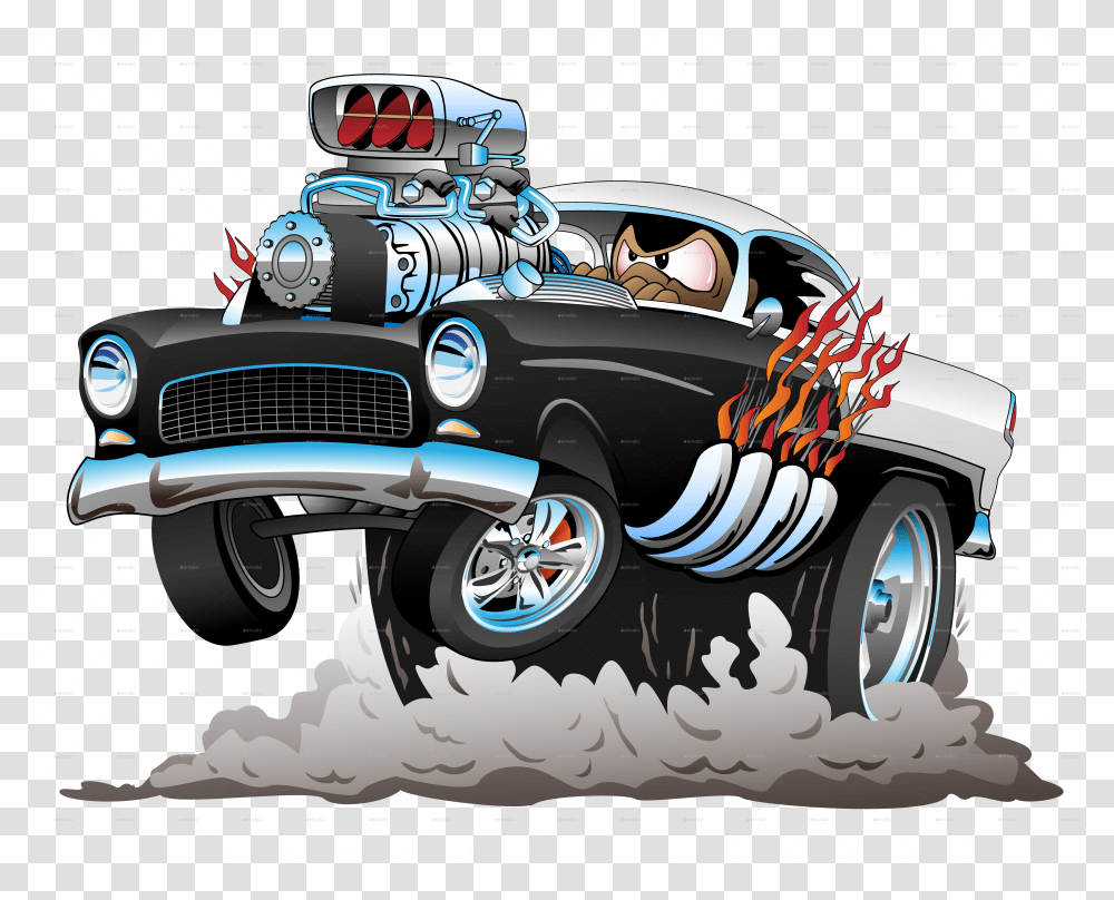 Muscle Car Cartoon, Machine, Vehicle, Transportation, Tire Transparent Png
