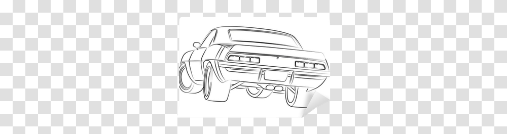 Muscle Car Drawing Wall Mural • Pixers We Live To Change Muscle Car Drawing, Bumper, Vehicle, Transportation, Art Transparent Png