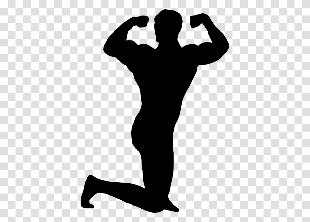 Muscle Man Bodybuilder Muscular Man Silhouette, Person, Kneeling, Hand, People Transparent Png