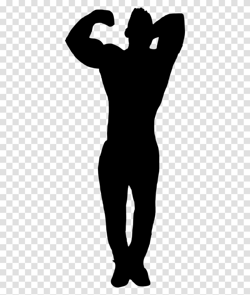 Muscle Man Bodybuilder Silhouette, Gray, World Of Warcraft Transparent Png