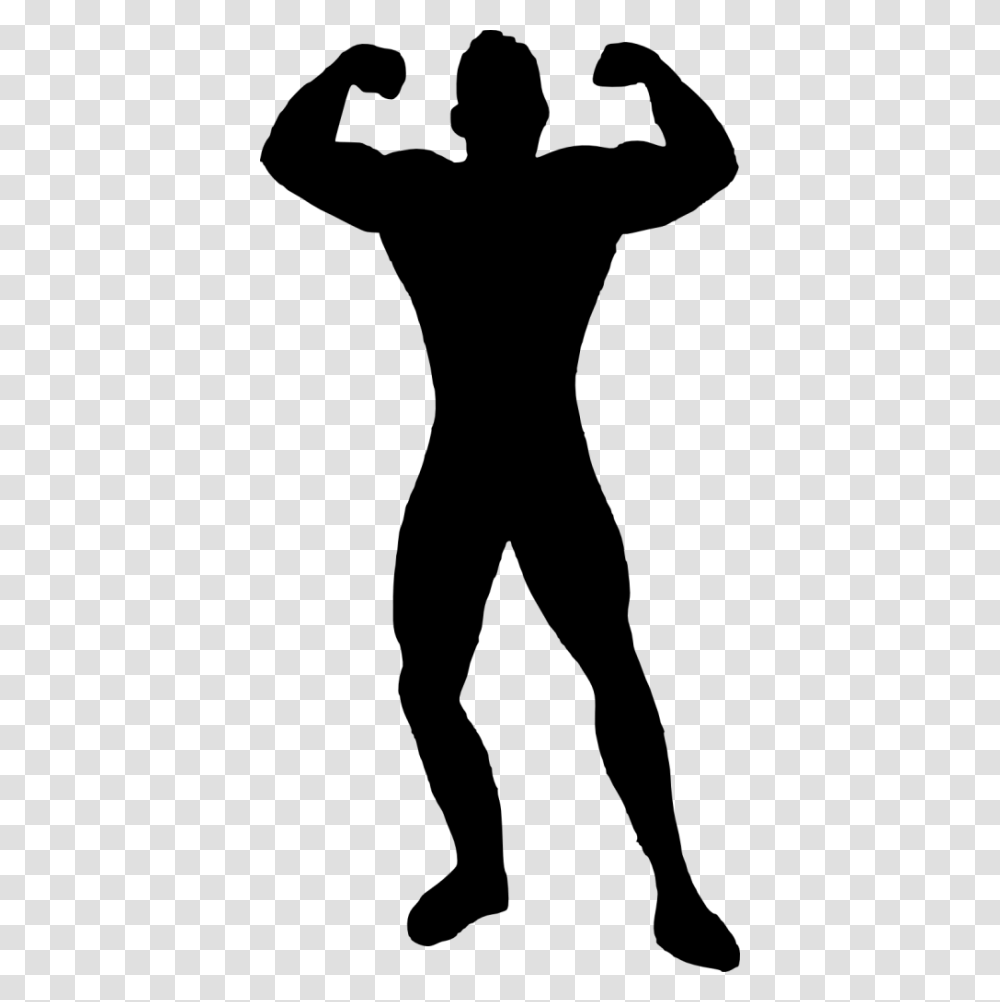 Muscle Man Bodybuilder Silhouette, Person, Back, Hand, Standing Transparent Png