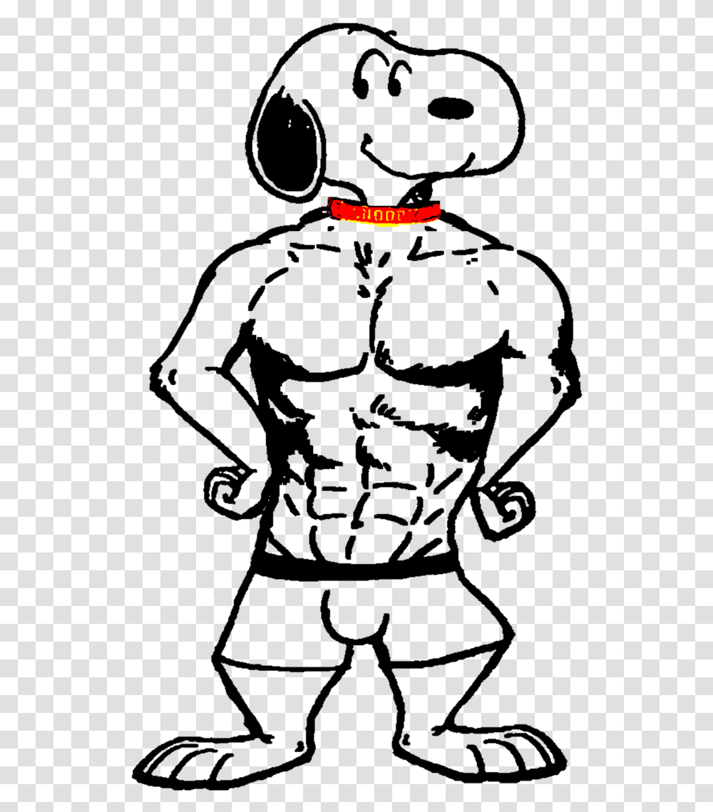 Muscle Man Line Art Vector Jpg Black And White Snoopy Poses, Apparel, Stage Transparent Png