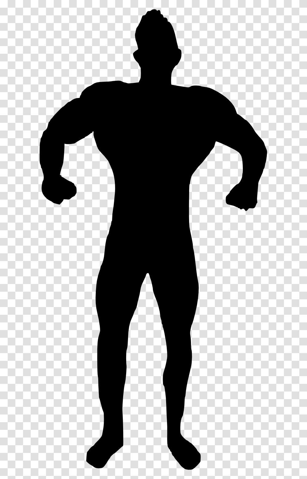 Muscle Man Silhouette Clipart Silhouette Of Bodybuilder, Person, Human, Standing, Stencil Transparent Png