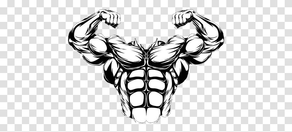 Muscle Muscles Muscleman Champion Abs Sixpack Cartoon Muscle Man, Hand, Stencil, Fist Transparent Png
