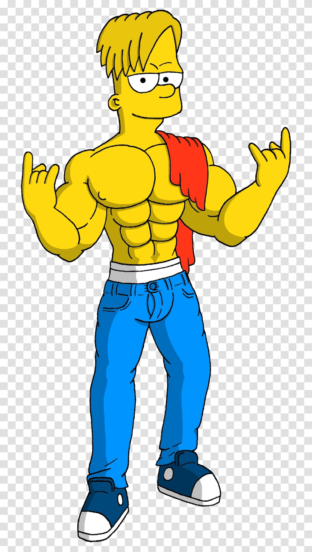 Muscle Teen Bart Simpson, Hand, Person, Pants Transparent Png