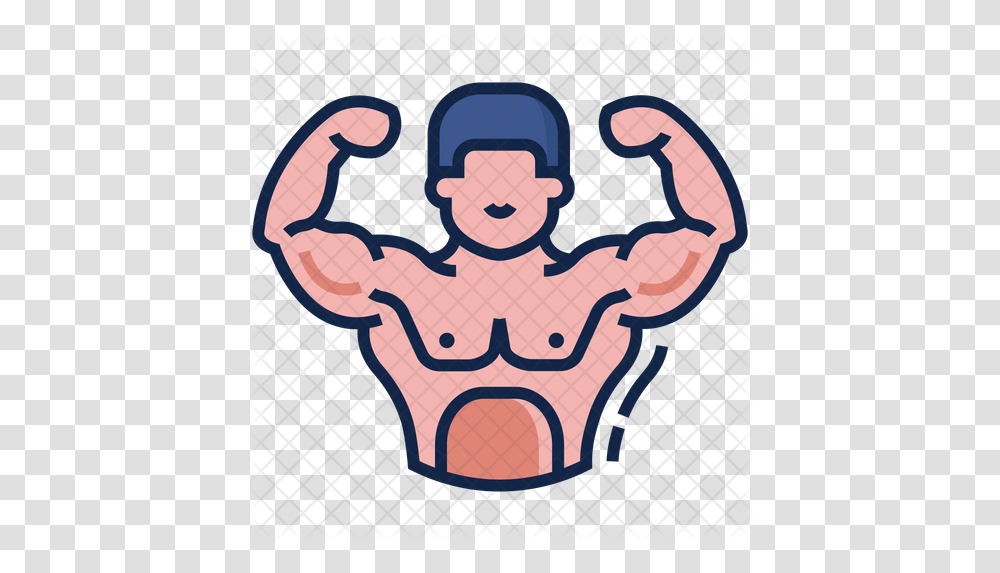 Muscular Icon Of Colored Outline Style Bodybuilder Icon, Hand, Teeth, Mouth, Jaw Transparent Png