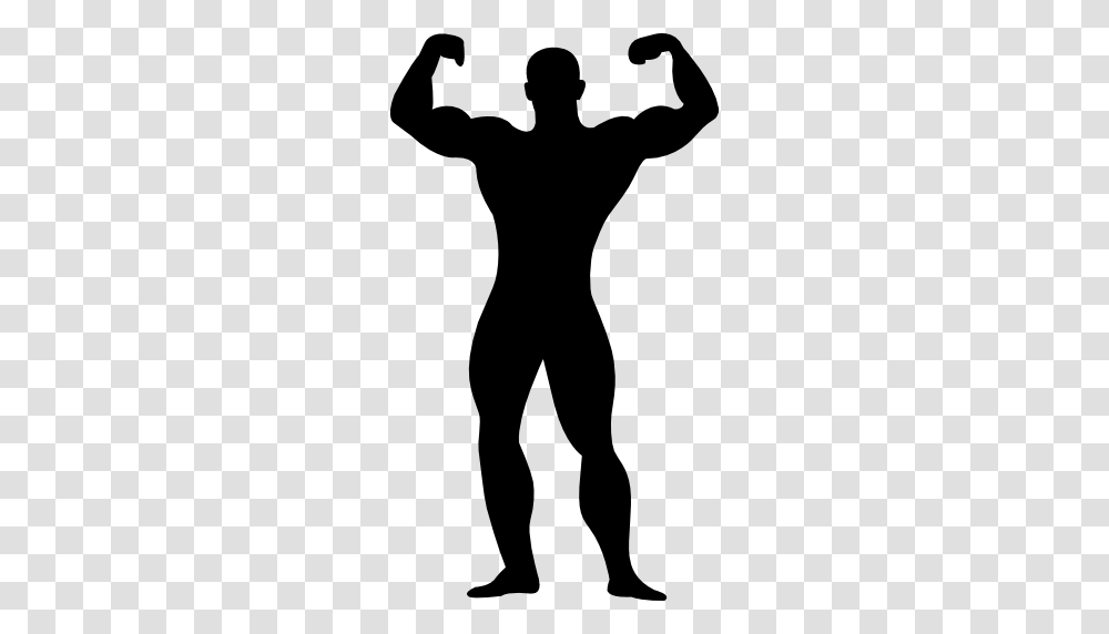 Muscular Man Flexing Silhouette, Person, Stencil, Dance Pose, Leisure Activities Transparent Png