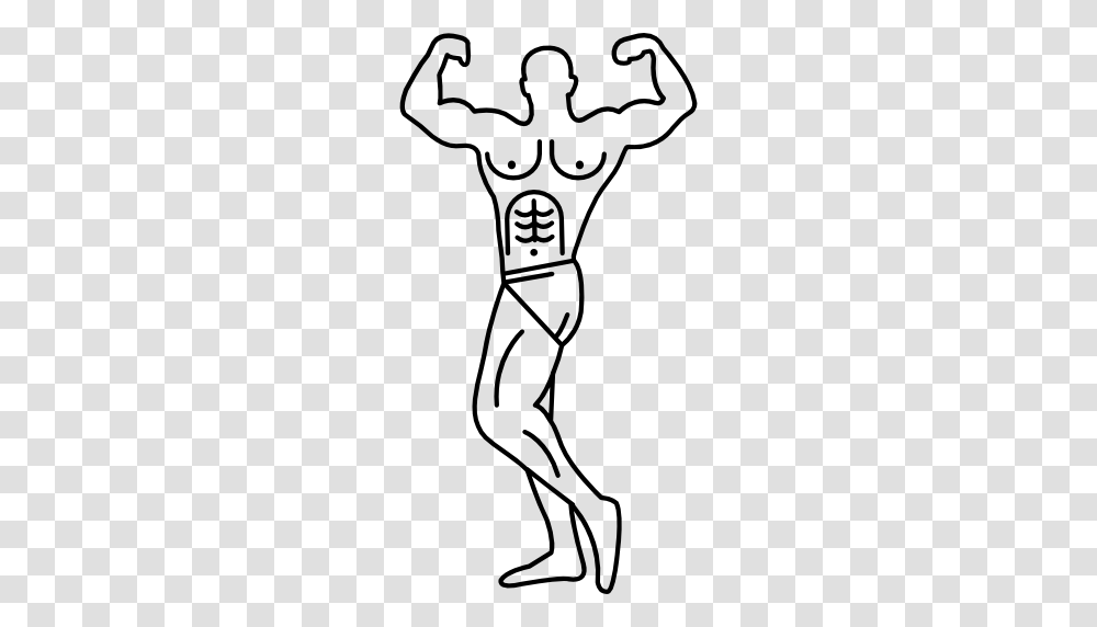 Muscular Man Showing His Muscles, Arm, Face, Stencil, Hand Transparent Png