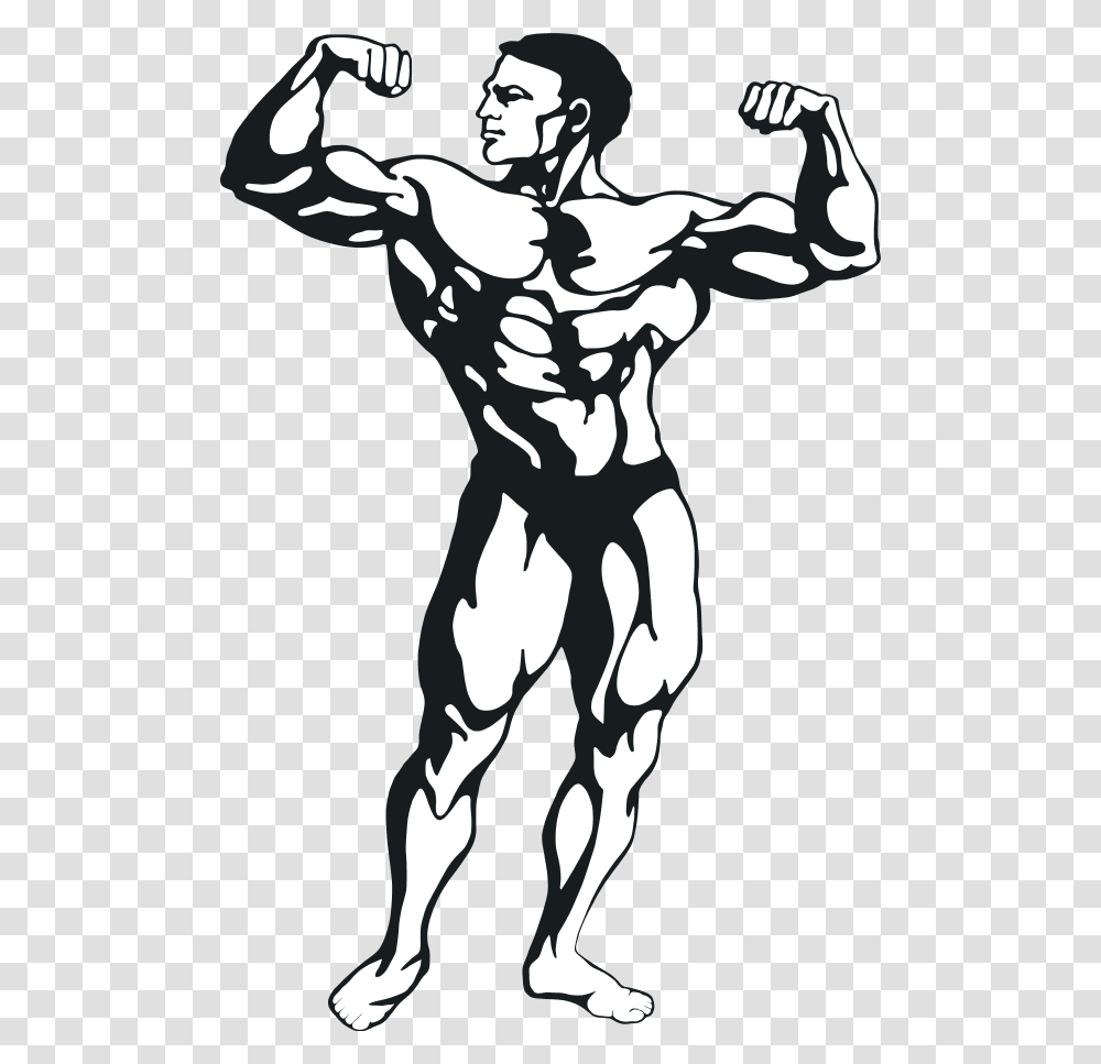 Muscular Man, Stencil, Hand, Person, Human Transparent Png