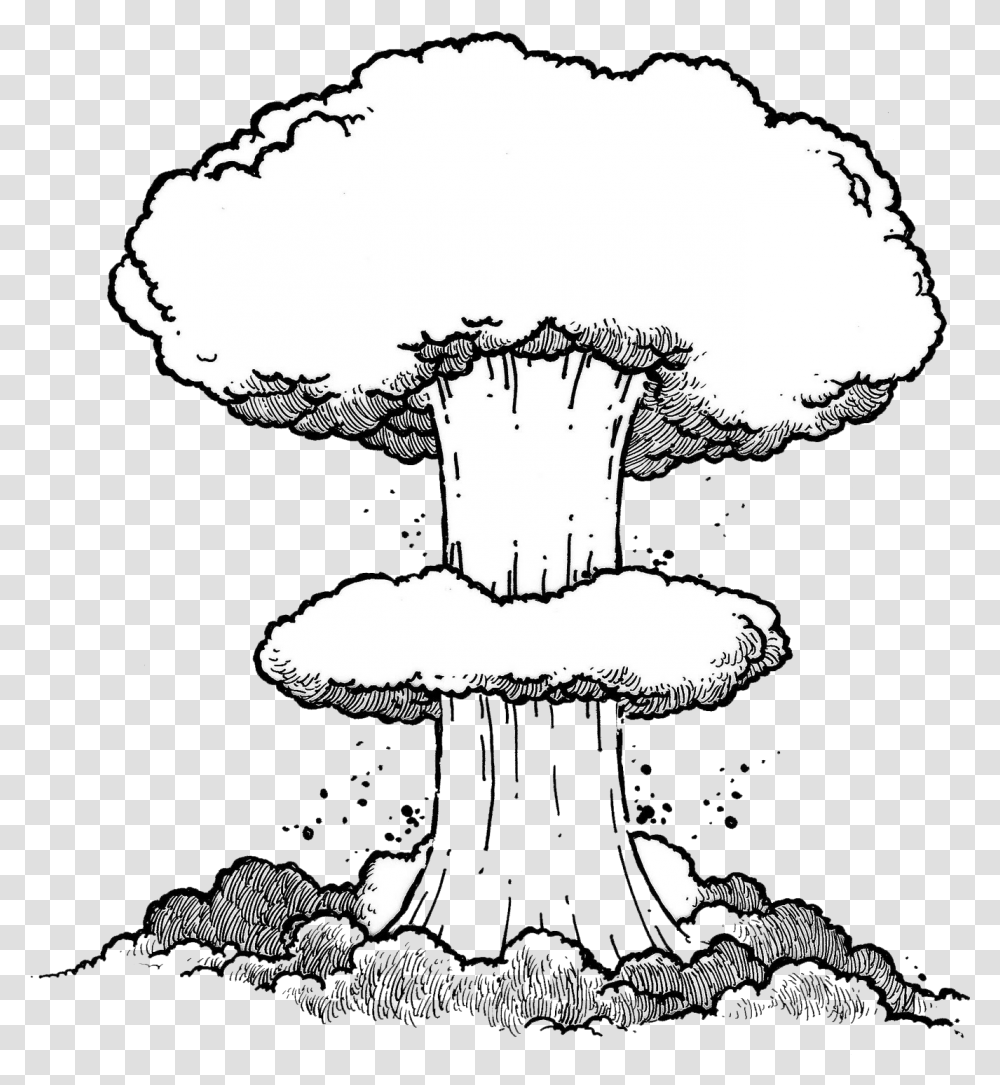 Mushroom In 2020 Bomb Explosion Drawing, Plant, Cross, Symbol, Silhouette Transparent Png