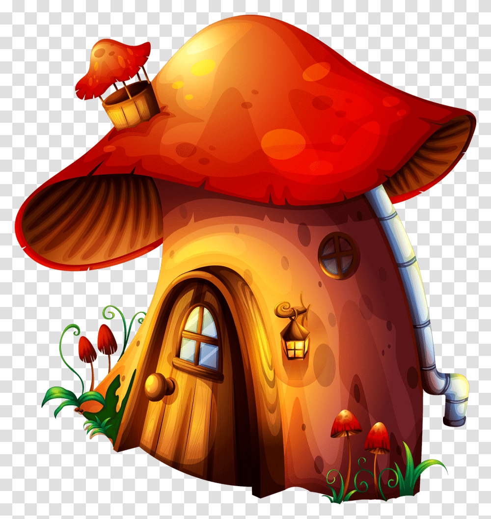 Mushrooms Clipart Button Mushroom Mushroom House Clipart, Lamp, Pac Man, Modern Art Transparent Png
