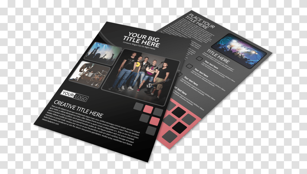 Music Band Flyer Template Preview Flyer, Poster, Paper, Advertisement, Brochure Transparent Png