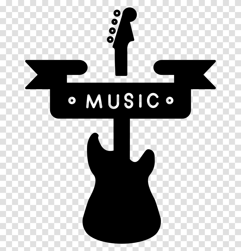 Music Banner And A Guitar Silhouette Guitar Banner, Stencil, Hook, Anchor Transparent Png
