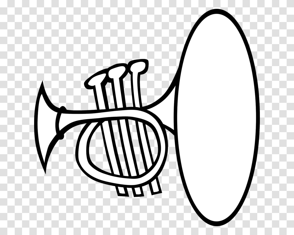 Music Black And White Listening To Music Clipart Black And White, Horn, Brass Section, Musical Instrument, Trumpet Transparent Png